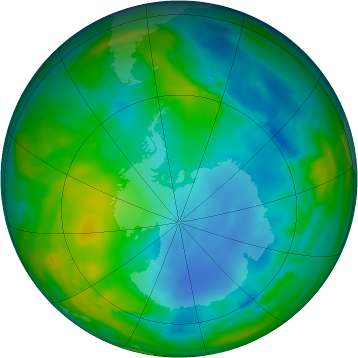 Antarctic ozone map for 22 July 2009